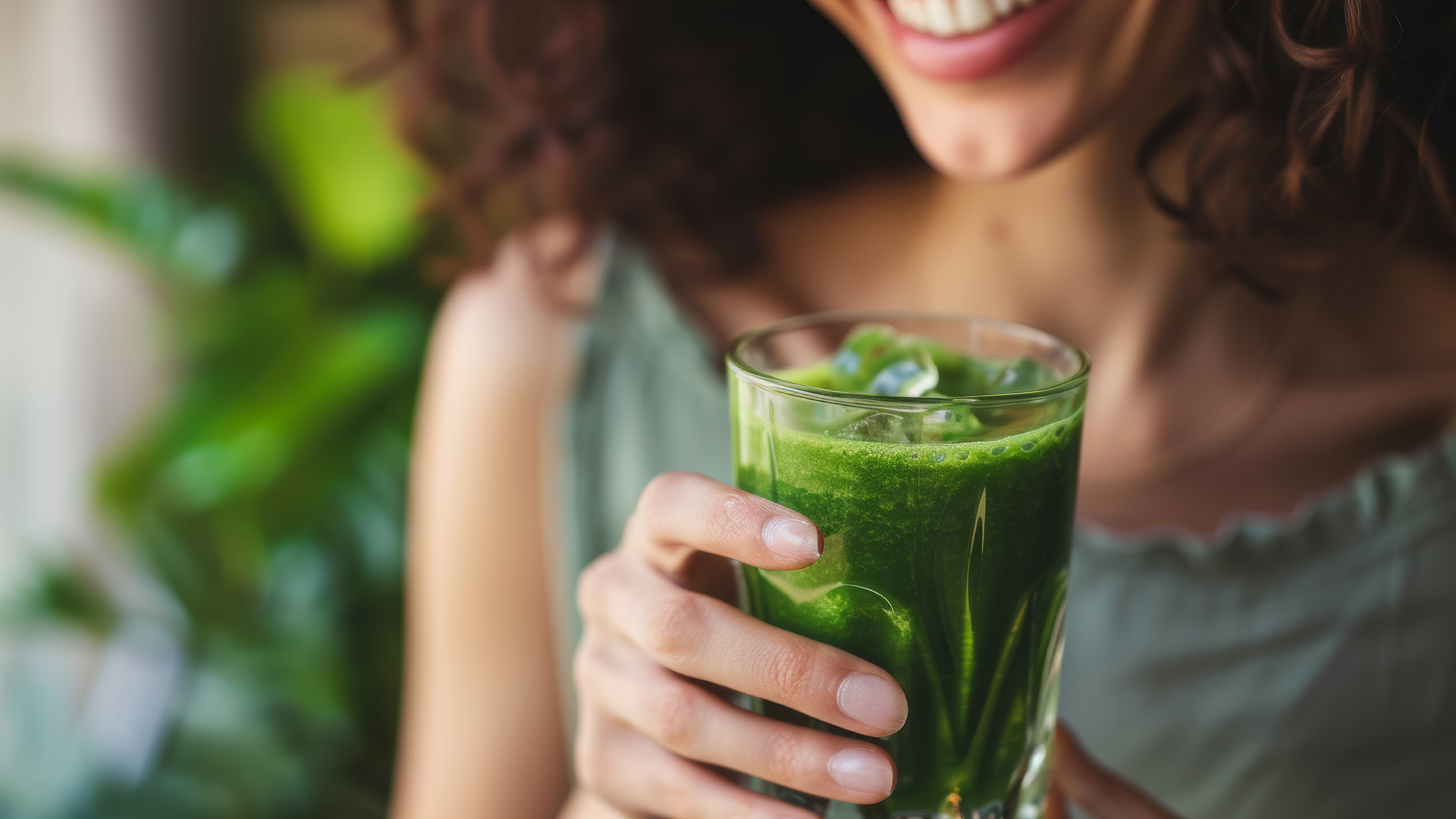 Woman drinking supergreens