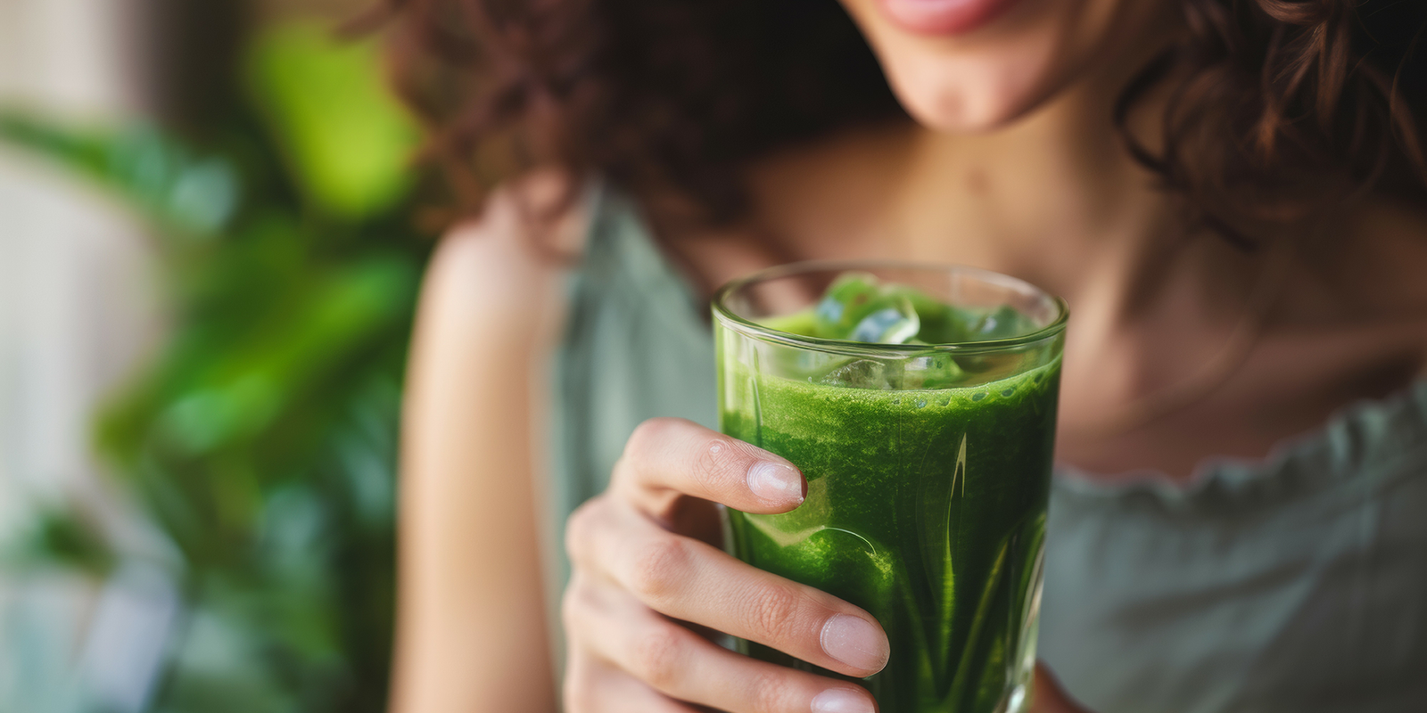 Woman drinking supergreens